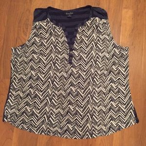 Lucky Brand striped blue tribal print tank